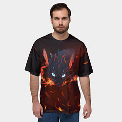 Футболка оверсайз мужская Дракон кот, цвет: 3D-принт — фото 2