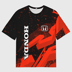 Футболка оверсайз мужская Honda - красная абстракция, цвет: 3D-принт