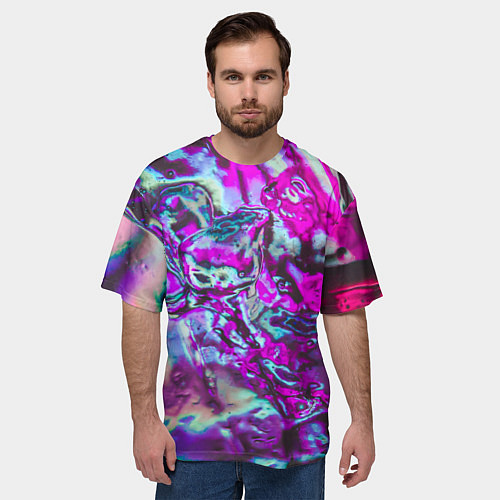 Мужская футболка оверсайз Жидкое буйство красок / 3D-принт – фото 3