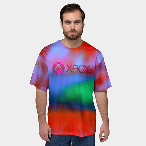 Мужская футболка оверсайз Xbox game studio neon / 3D-принт – фото 3