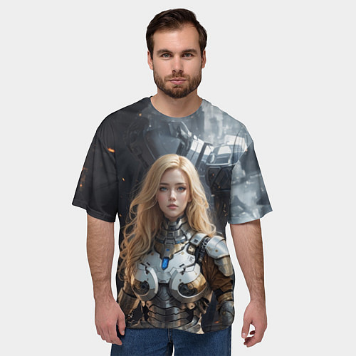 Мужская футболка оверсайз Бронированная леди / 3D-принт – фото 3