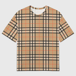 Мужская футболка оверсайз Клетка коричневая
