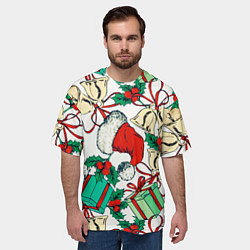 Футболка оверсайз мужская Узор с новогодними падарками, цвет: 3D-принт — фото 2