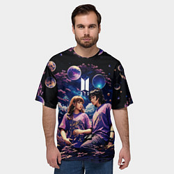 Футболка оверсайз мужская BTS на фоне космоса, цвет: 3D-принт — фото 2