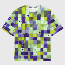 Футболка оверсайз мужская Ретро квадраты болотные, цвет: 3D-принт
