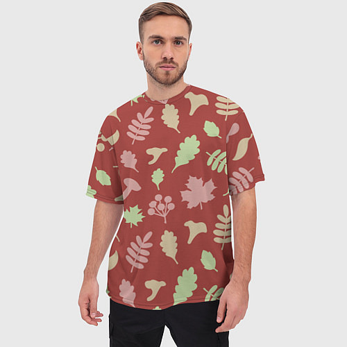 Мужская футболка оверсайз Осень - бордовый 3 / 3D-принт – фото 3