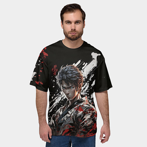 Мужская футболка оверсайз Воин в кимоно / 3D-принт – фото 3