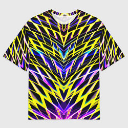 Футболка оверсайз мужская Зеркальный неоновый паттерн, цвет: 3D-принт
