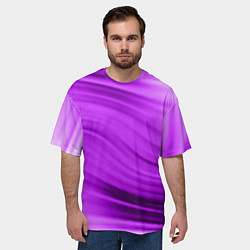Футболка оверсайз мужская Розово фиолетовый абстрактный узор волны, цвет: 3D-принт — фото 2