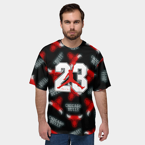 Мужская футболка оверсайз Basketball jordan logo / 3D-принт – фото 3