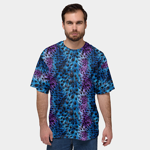 Мужская футболка оверсайз Текстура меха фантастического животного паттерн / 3D-принт – фото 3