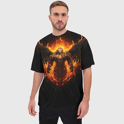 Мужская футболка оверсайз Пламенный Бог Тот / 3D-принт – фото 3