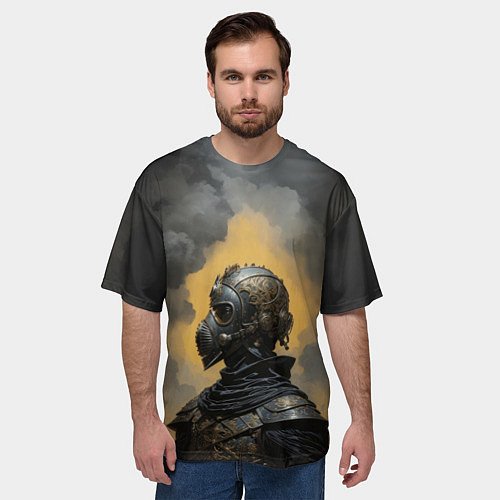 Мужская футболка оверсайз Рыцарь в узорчатой броне / 3D-принт – фото 3
