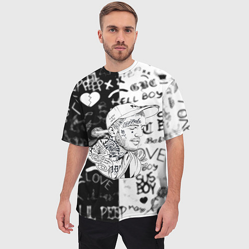 Мужская футболка оверсайз Lil peep logo rap / 3D-принт – фото 3