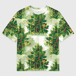 Футболка оверсайз мужская Рождественская ель - старинный узор, цвет: 3D-принт