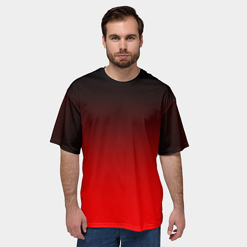 Мужская футболка оверсайз Градиент: от черного до ярко-красного / 3D-принт – фото 3