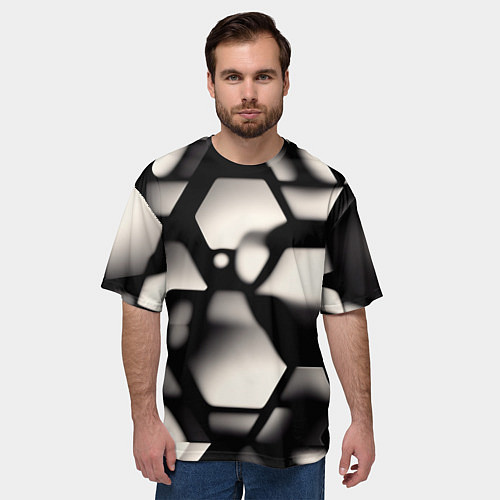 Мужская футболка оверсайз Зеркальные блики / 3D-принт – фото 3