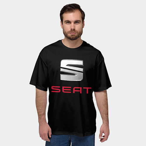 Мужская футболка оверсайз Seat auto / 3D-принт – фото 3