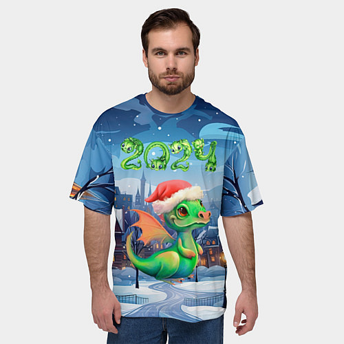 Мужская футболка оверсайз Милый дракончик 2024 / 3D-принт – фото 3