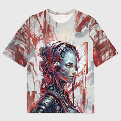 Футболка оверсайз мужская Стальная девушка-андроид, цвет: 3D-принт