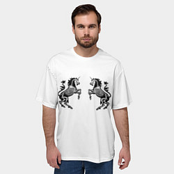 Футболка оверсайз мужская Единороги-скелеты, цвет: 3D-принт — фото 2
