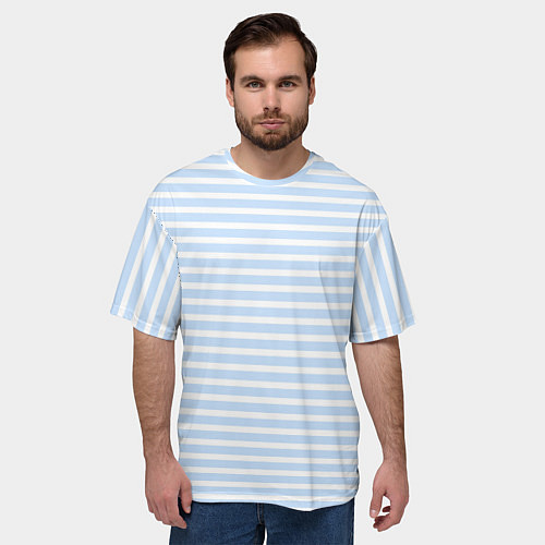 Мужская футболка оверсайз Полосатый морской стиль / 3D-принт – фото 3