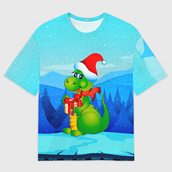 Футболка оверсайз мужская Дракон с подарком новый год, цвет: 3D-принт