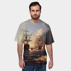 Футболка оверсайз мужская Морское сражение, цвет: 3D-принт — фото 2