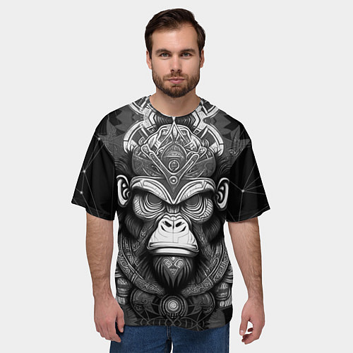 Мужская футболка оверсайз Кинг Конг король обезьян на фоне созвездия / 3D-принт – фото 3