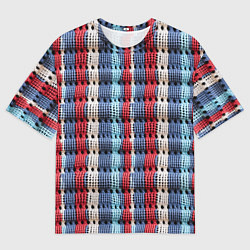 Футболка оверсайз мужская Вязаный узор разноцветные вертикальные полосы, цвет: 3D-принт