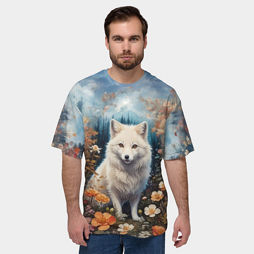 Мужская футболка оверсайз Полярный песец / 3D-принт – фото 3
