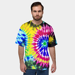 Футболка оверсайз мужская Colorful floral composition - tie-dye, цвет: 3D-принт — фото 2