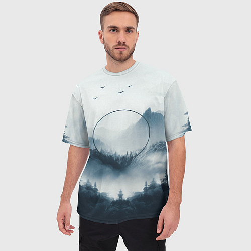 Мужская футболка оверсайз Утренние горы / 3D-принт – фото 3