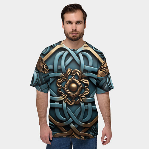 Мужская футболка оверсайз Симметричный орнамент в кельтской стилистике / 3D-принт – фото 3
