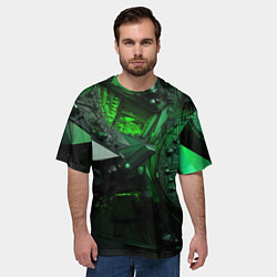 Футболка оверсайз мужская Объемные зеленые абстракции, цвет: 3D-принт — фото 2
