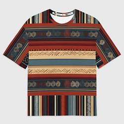 Футболка оверсайз мужская Этнический принт в полоску, цвет: 3D-принт