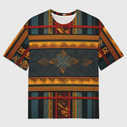 Футболка оверсайз мужская Этнический рисунок в полоску, цвет: 3D-принт