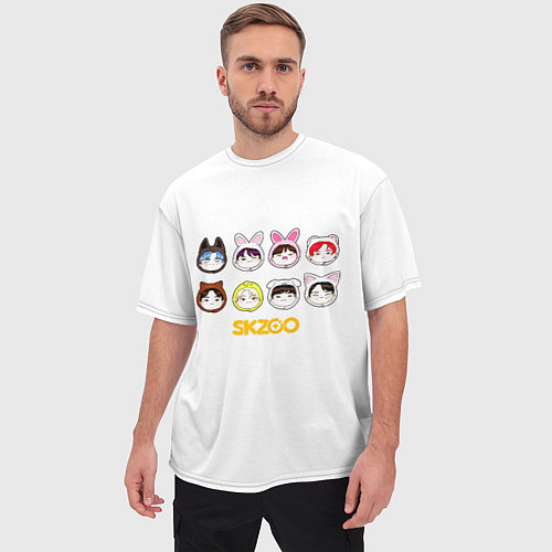 Мужская футболка оверсайз Skzoo все вместе / 3D-принт – фото 3