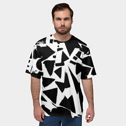 Футболка оверсайз мужская Абстрактная чёрно-белая композиция, цвет: 3D-принт — фото 2