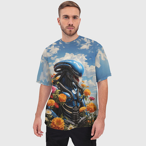 Мужская футболка оверсайз Ксеноморф в цветах / 3D-принт – фото 3
