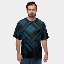 Футболка оверсайз мужская Тёмно-синяя шотландская клетка, цвет: 3D-принт — фото 2
