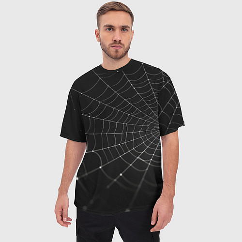 Мужская футболка оверсайз Паутина на черном фоне / 3D-принт – фото 3