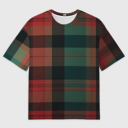 Футболка оверсайз мужская Зелёно-красная шотландская клетка, цвет: 3D-принт