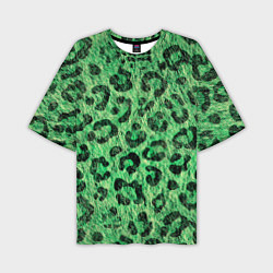 Футболка оверсайз мужская Зелёный леопард паттерн, цвет: 3D-принт