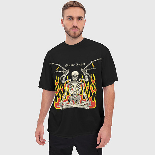 Мужская футболка оверсайз Flame angel / 3D-принт – фото 3