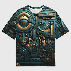 Футболка оверсайз мужская Асимметричный узор в египетском стиле, цвет: 3D-принт