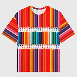Футболка оверсайз мужская Заточенные цветные карандаши, цвет: 3D-принт