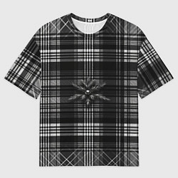 Мужская футболка оверсайз Черно-белая шотландская клетка