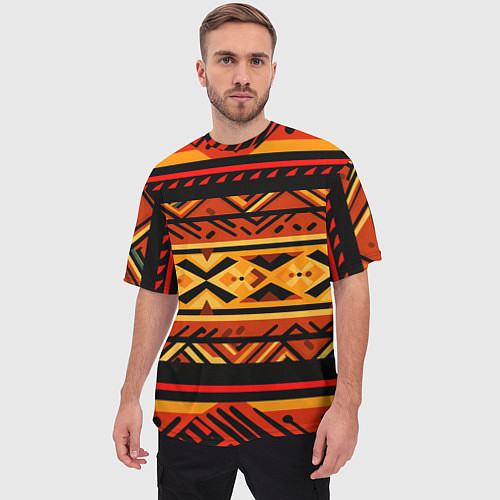Мужская футболка оверсайз Узор в этническом стиле масаев / 3D-принт – фото 3