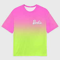 Футболка оверсайз мужская Барби: градиент розовый и ярко-зеленый, цвет: 3D-принт